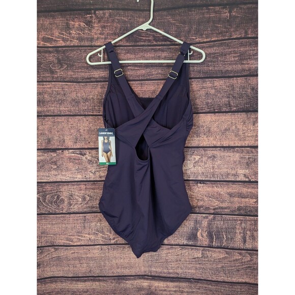NWT Lands End Purple Ruched Tummy Flattering UPF 50 Cross Back Size XL - Picture 2 of 4